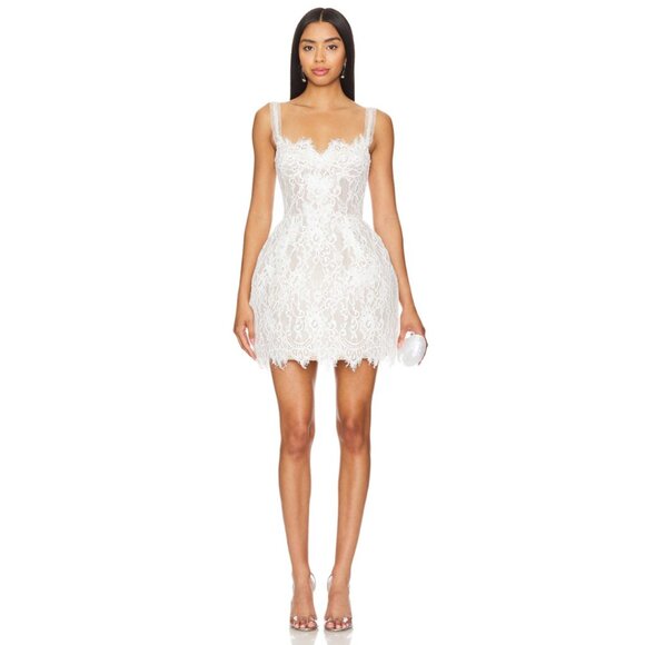 BRONX AND BANCO White Colette Lace Mini Dress | Size M | Bridal - Picture 1 of 8